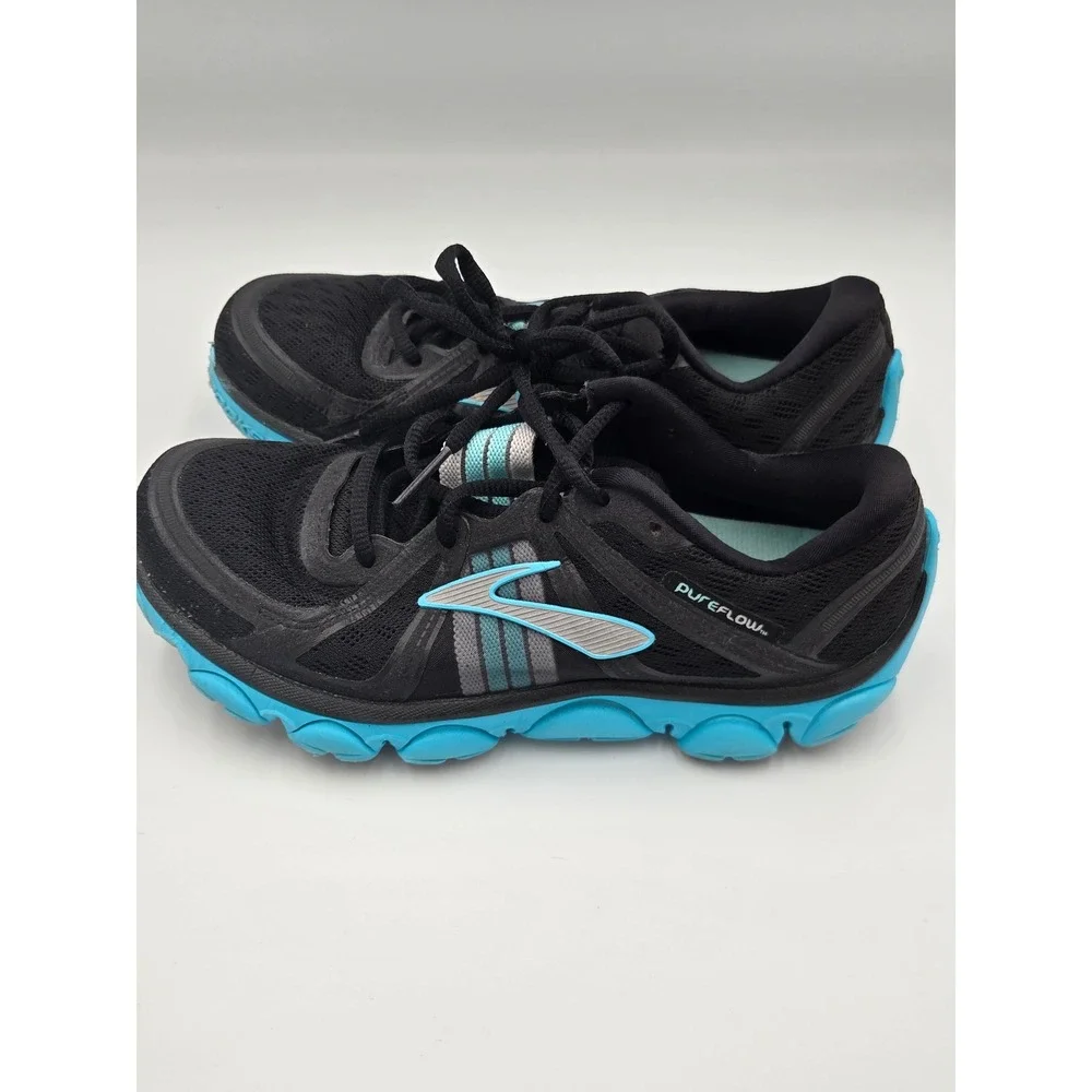 Brooks‎ PureFlow Womens Size 7B Running Shoes Black Blue 1201011B022